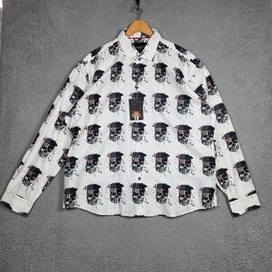 Maceoo Shirt Mens Sz 7/3XL White Fibonacci Skull America Patriot Slim Fit USA